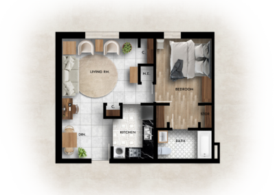 1/BR, ADA, 635 sq. ft.